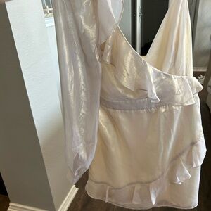 Elegant White/Irridescent Ruffle Dress